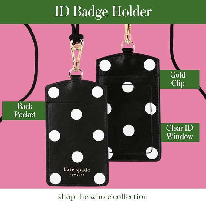 kate spade new york ID Badge Holder Lanyard, Picture Dot | Leatherette Work Key - Image 2