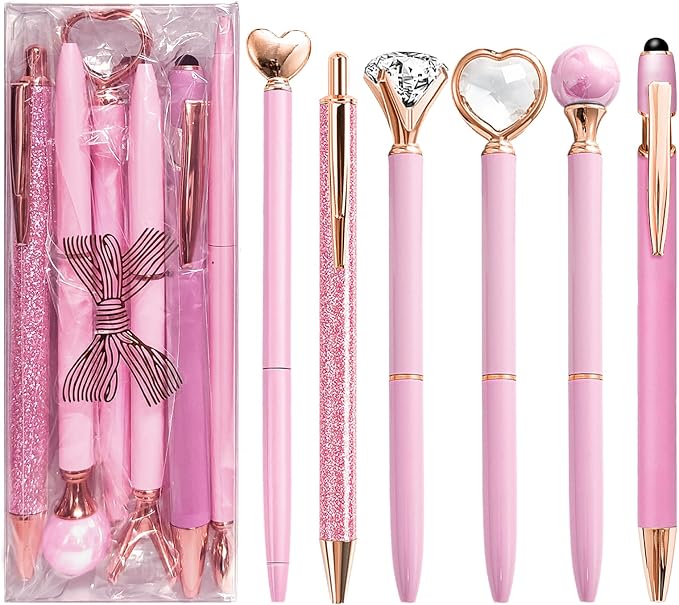 YOXMJDB Pink Pens for Women, 1.0mm Medium Point Black Ink, Office and School - Image 2