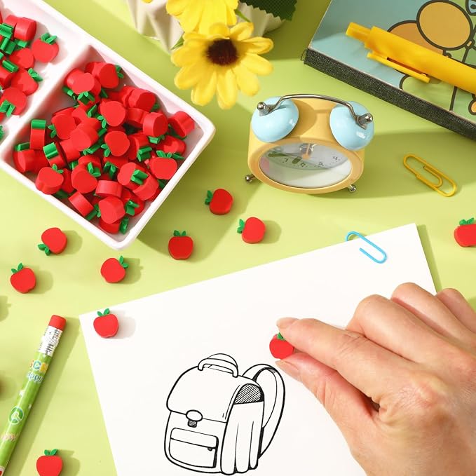 JUNEBRUSHS 150pcs Apples Erasers - Image 3