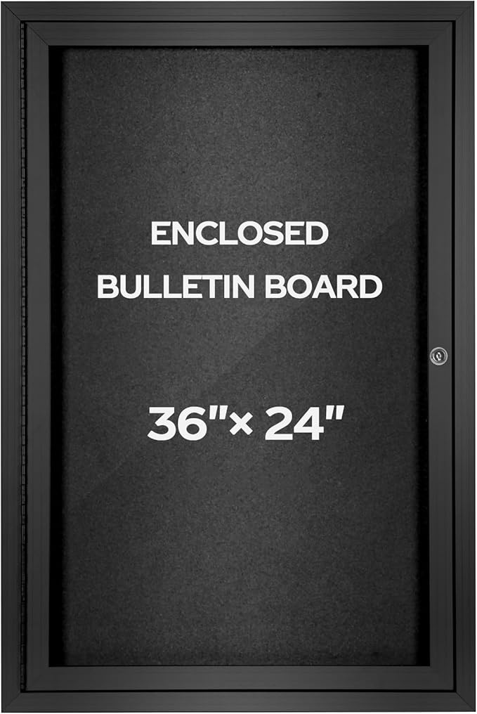 INNOVART Enclosed Bulletin Board 36” x 24”, Lockable Fabric Noticeboard by INNOVART