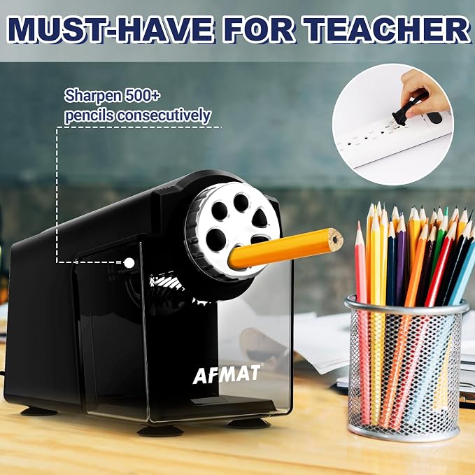 AFMAT Electric Pencil Sharpener Heavy Duty, 6-Hole Classroom Pencil Sharpener - Image 5