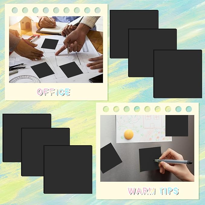 Thenshop 24 Sets Full Adhesive Sticky Notes 3x3 Inches Sticky Notes Adhesive Memo Self-Stick Pads Back to School Supplies Easy to Post for Teacher Coworkers Office 80 Sheets/pad(Black,Unlined)-DeskLoop Office