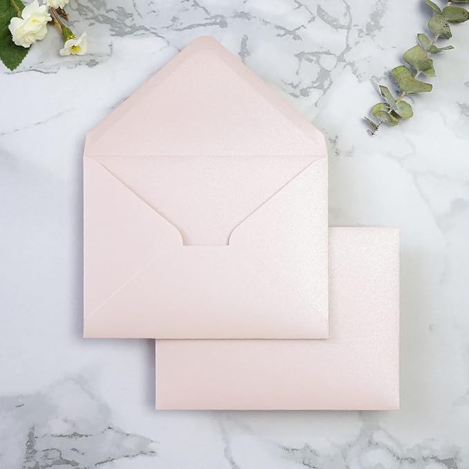 PONATIA 50 Pack A1 Envelopes, 3.62 x 5.2'' Blush Pink Envelopes Perfect by ponatia