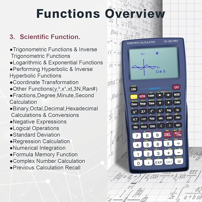 Graphing Scientific Calculators ROATEE 36X Pro Office Calculators for High School with 360 Functions Financial Calculator Desktop, 3-in 14 Digit Display Office Supplies for Student Teacher Engineer-DeskLoop Office