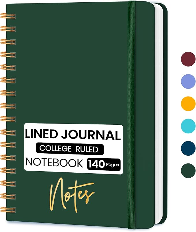 CICPAP Lined Spiral Journal Notebook, A5 College Ruled Notebook by CICPAP