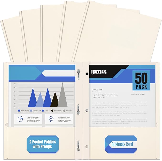 Better Office Products White Paper 2 Pocket Folders by BetterOfficeProducts