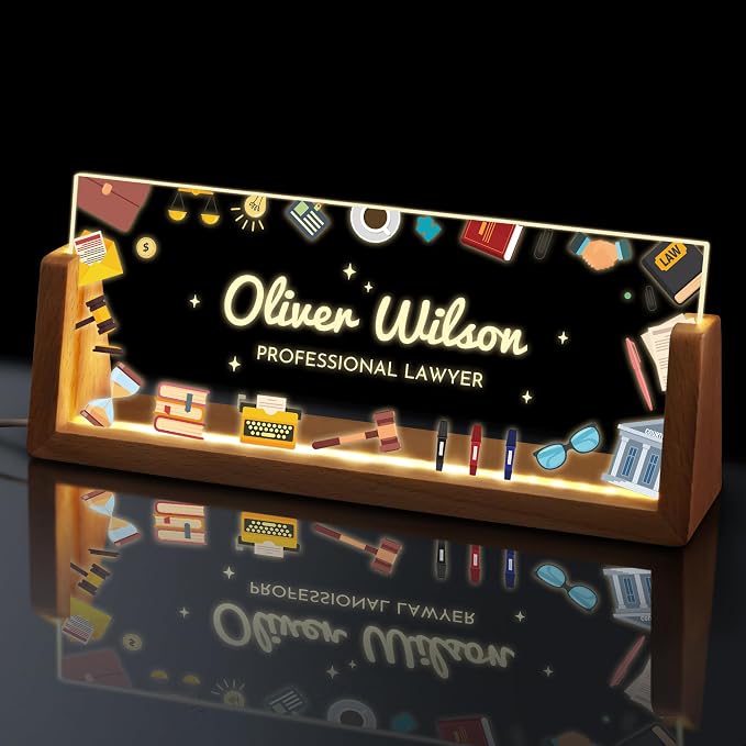 Custom Light Up Name Plate for Desk, Personalized LED Acrylic Name Sign by GifXifyCustomGifts
