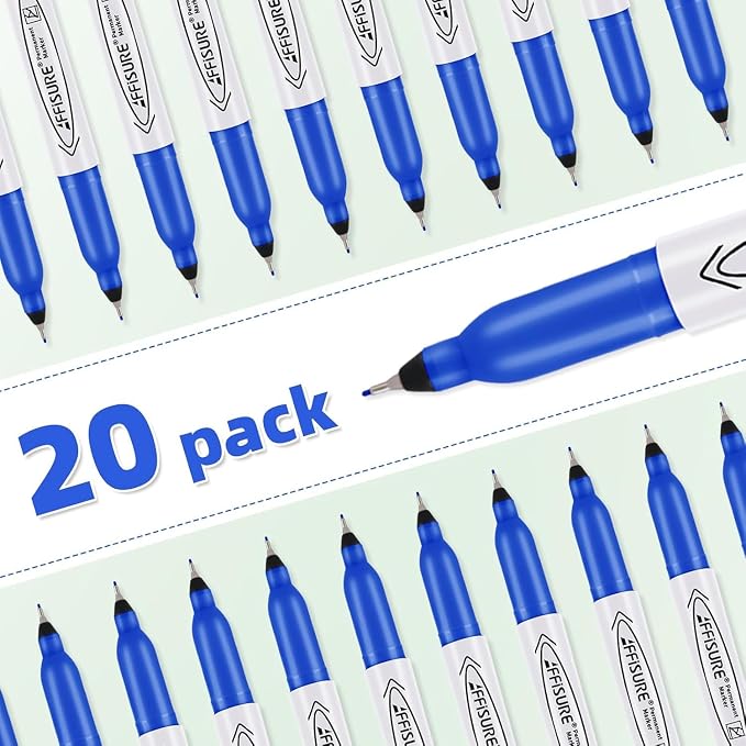 Blue Ultra Fine Point Permanent Markers, 18 Pack, 0.4 mm, Precision Extra Fine - Image 6