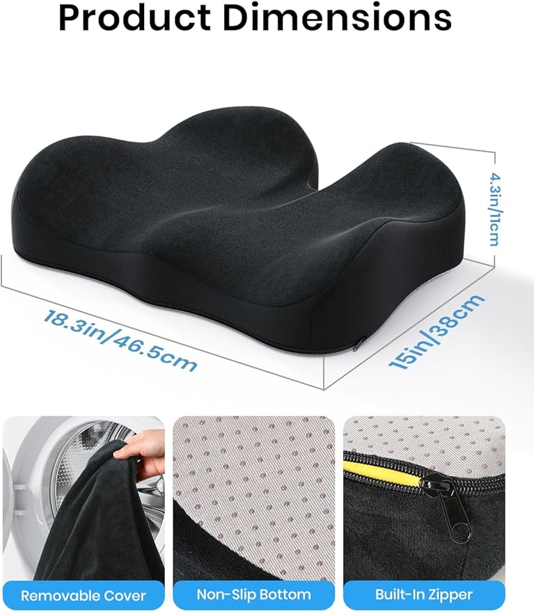 Benazcap Seat Cushion - Memory Foam Office Chair Cushion Seat Pad - Sciatica & Lower Back Pain Relief - Car Seat Cushions for Driving Seat Cushions-DeskLoop Office