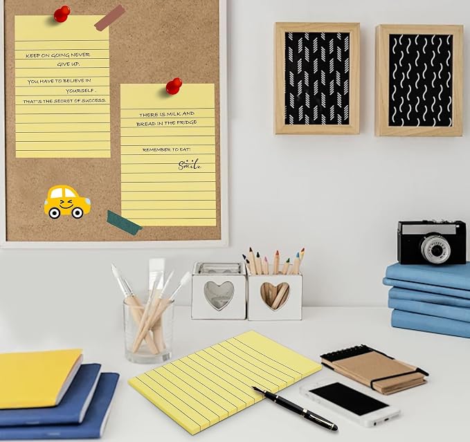8 Pads Lined Sticky Notes 4x6 inch Giant Wall Post, 400 Sheet Light Yellow - Image 5