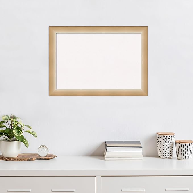 Amanti Art White Cork Board for Wall, 19x27 Vision Board with Gold Frame, Medium Corkboard Office Decor for Home Organization, Modern Contemporary Corkboard Pinboard to display items for home-DeskLoop Office