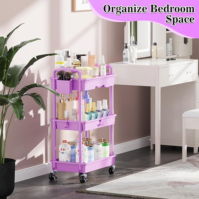 SUNALLY 3 Tier Rolling Cart Organizer - Image 7