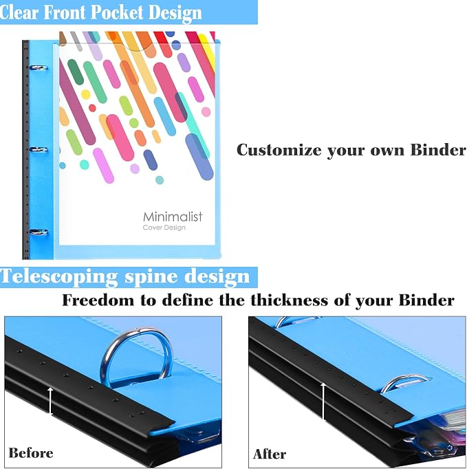 INFUN 1 Inch 3-Ring Telescoping Project Organizer Binder, 13 Pocket, - Image 4
