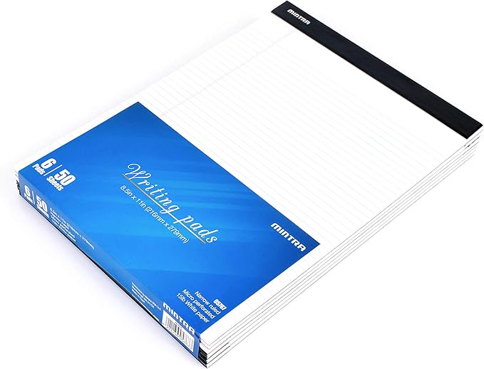 Mintra Office Legal Pads, ((xBasic, 8.5in x 11in, Narrow (White), 36pk (6-6pks))-DeskLoop Office