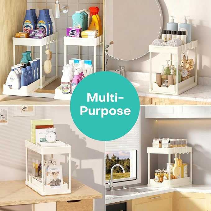 APWNRJA Under Sink Organizers and Storage 2 Pack, Pull-Out Sliding Cabinet - Image 7