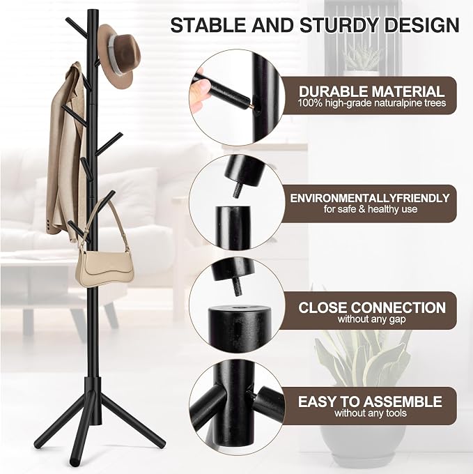 WANGMUXIA Coat Rack, Freestanding Coat Rack - Image 3