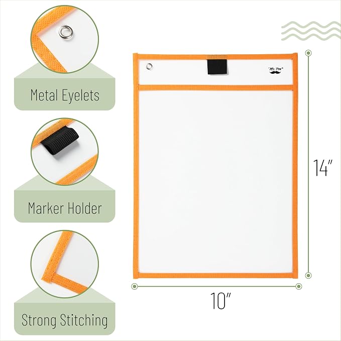 Mr. Pen- Reusable Dry Erase Pocket Sleeves, 12 Pack, Colorful | Autumn Color - Image 2