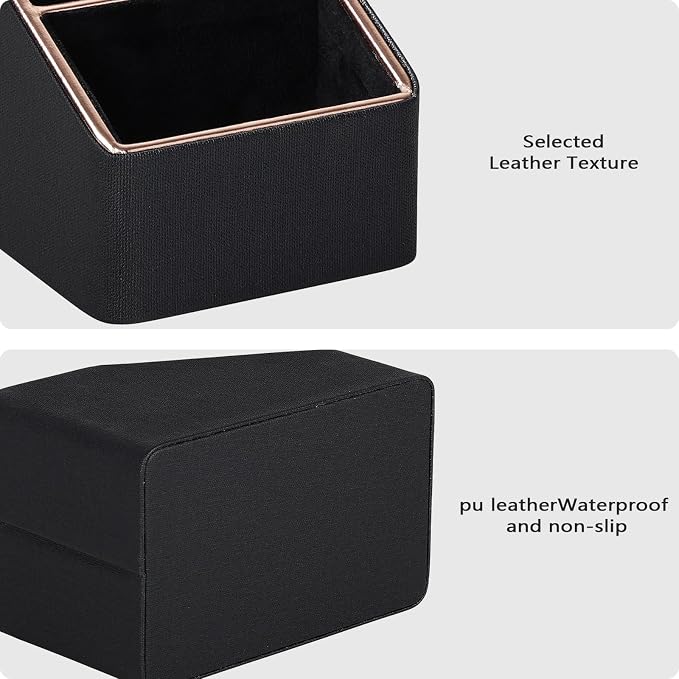 Rose Gold Edge Inlaid Leather Desktop Organizer, Remote Control Holder - Image 7