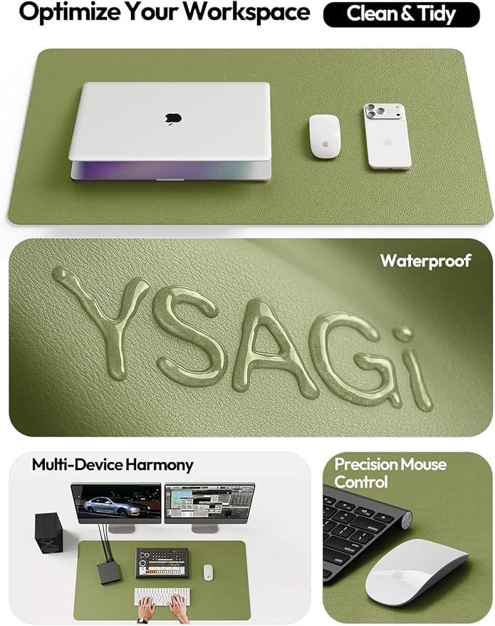 YSAGi Leather Desk Protector, Office Mat, Large Mouse Mat, Non-Slip PU Leather - Image 8