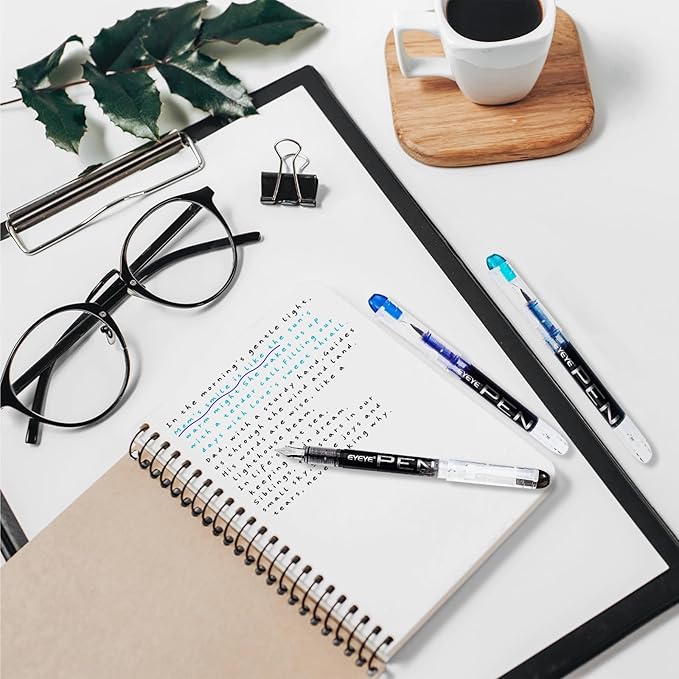 EYEYE Disposable Fountain Pens, 8 Pack Multicolor Fine Point Fountain Pens for Writing, Stainless Steel Nib, Smooth Writing for Calligraphy, Journaling, Drafting, Sketching, Doodling & Gifts-DeskLoop Office