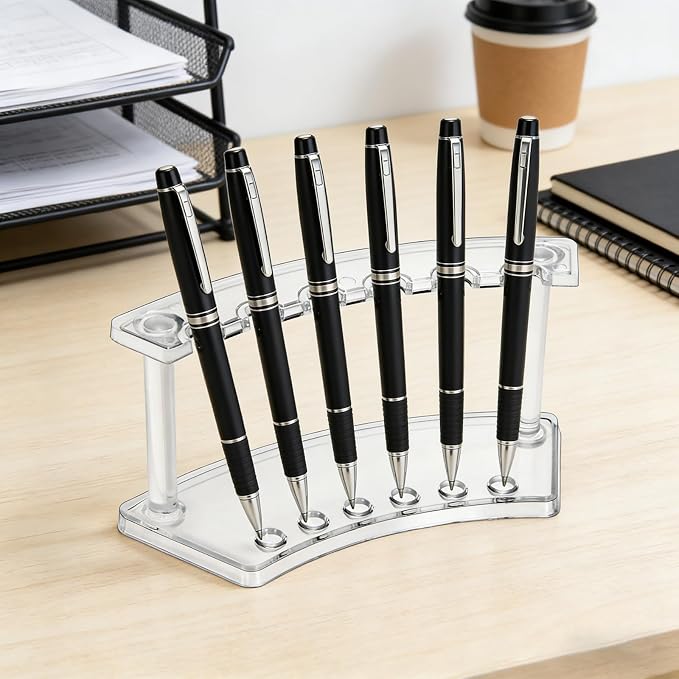 SOUJOY 8 Pack Acrylic Pen Display Stand, 6-Slot Pen Holder Rack, Eyebrow Pen - Image 5
