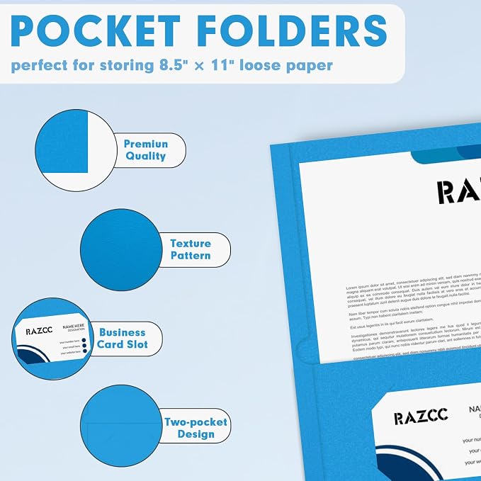 Two Pocket Folders, RAZCC 75 Pack 2 Pocket Folders Fit Letter Size Paper - Image 3
