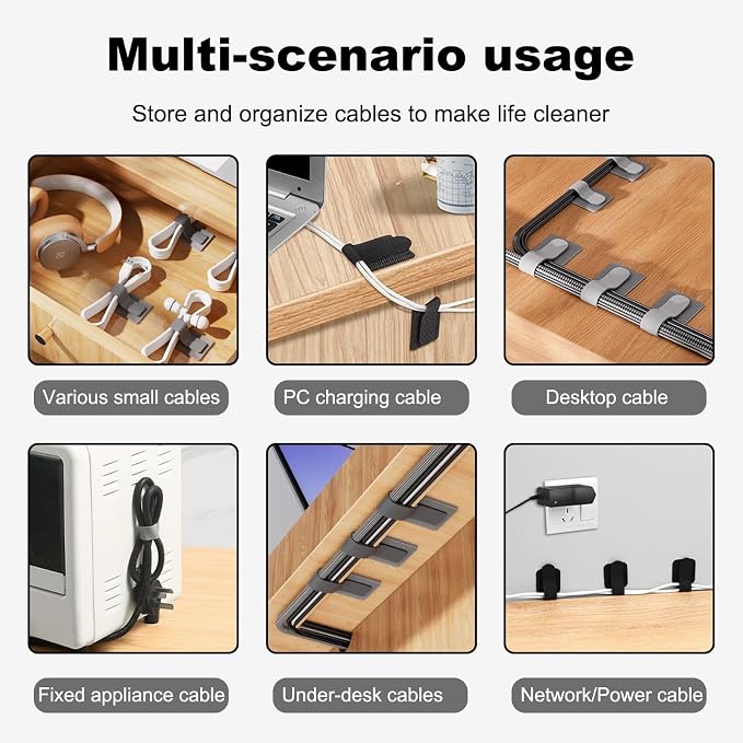 Cable Management Under Desk Cord Organizer Wire Computer Hider Clips Table Tray - Image 6