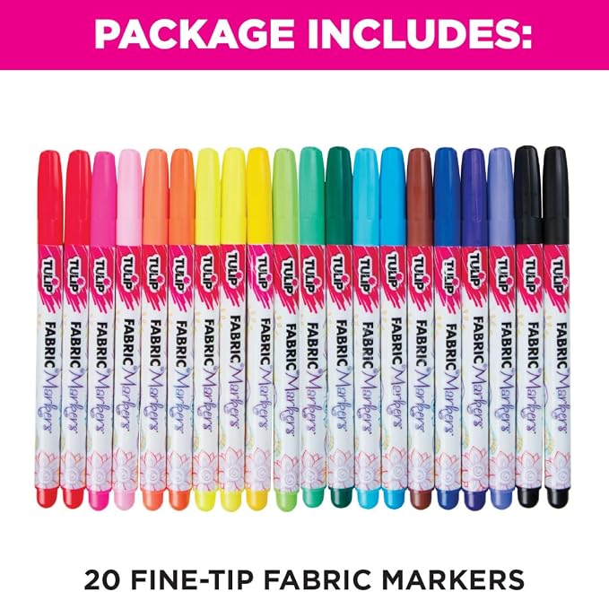 Tulip Permanent Fabric Markers Rainbow 20 Pack - Image 3