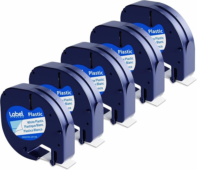 Compatible with Dymo LetraTag Label Maker Refills 91331 Plastic White Tape 12mm by LabelKINGDOM