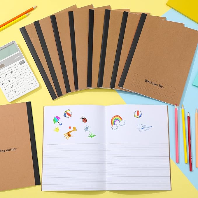 Henoyso 20 Pcs Primary Composition Notebook 9 3/4 x 7 1/2 Inch Kids Journal, Back to School Supplies, K-2 Primary Writing Notebook for Kids Student Draw and Write Story Journal (Black Color)-DeskLoop Office