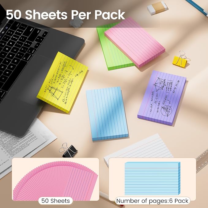 Index Cards 3x5 Inch, Flash Cards, Ruled Lined Colored Note Cards Paper - Image 4