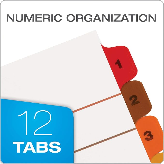 Oxford Binder Dividers, 12 Tabs, Numbered 1–12, 3 Pack, Customizable Table of - Image 2