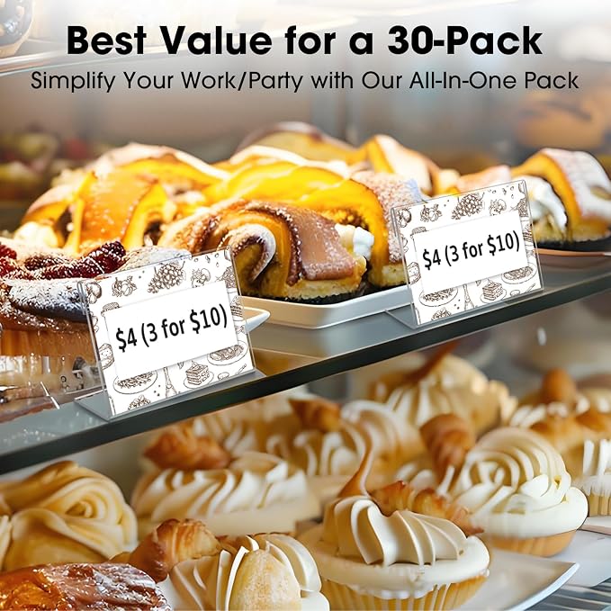 30 PCS Small Acrylic Sign Holder 3.5" x 2", Mini Acrylic Food Sign Labels - Image 4