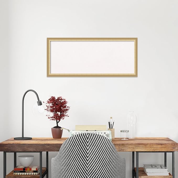 Amanti Art White Cork Board for Wall, 14x32 Vision Board with Gold Frame, Medium Corkboard Office Decor for Home Organization, Casual Corkboard Pinboard to display items for home organization-DeskLoop Office