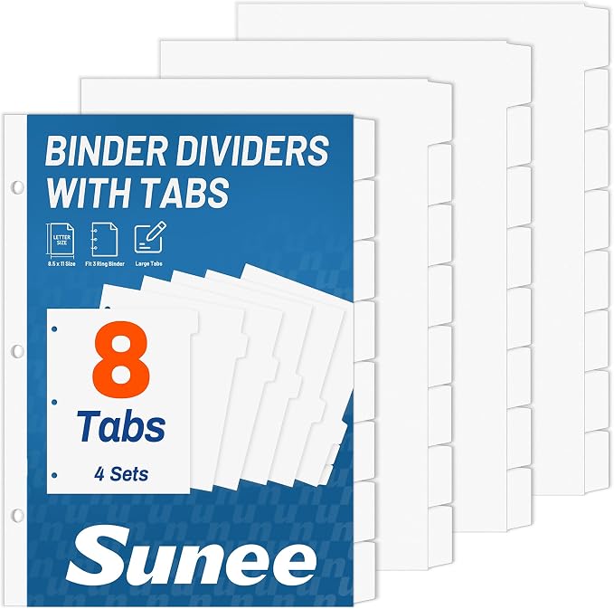 SUNEE Binder Dividers with Tabs by SUNEE