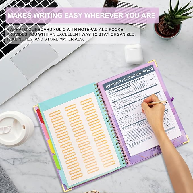 HWPRATO Spiral Clipboard Folio Letter Size Clipboard Folio 5 Dividers - Image 7