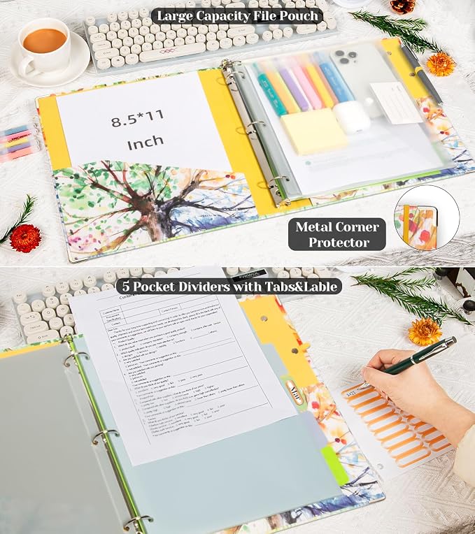 3 Ring 1 Inch Binder Organizer, KLLVE Three Ring Binders - Image 3