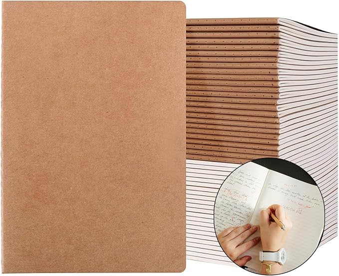 50 Pack A5 Lined Kraft Notebook Journals 8.3x5.5 In，Travel Journals Notebooks by PetPartisan
