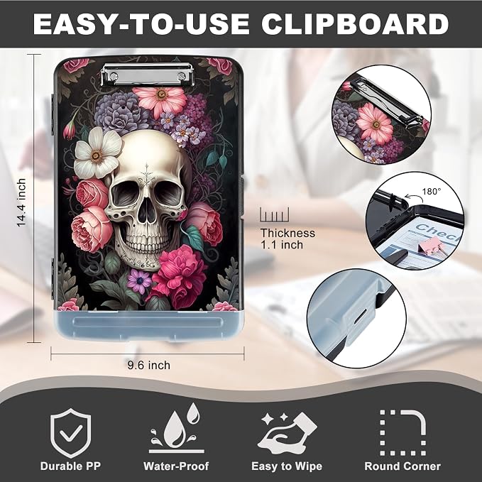 Clipboard with Storage, Heavy Duty Plastic Storage Clipboard with Low Profile - Image 3