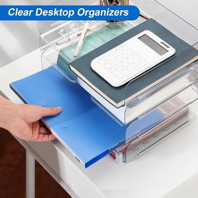 Desk Organizer and Storage, 4-Tier Paper Letter Tray Organizers, Stackable - Image 2