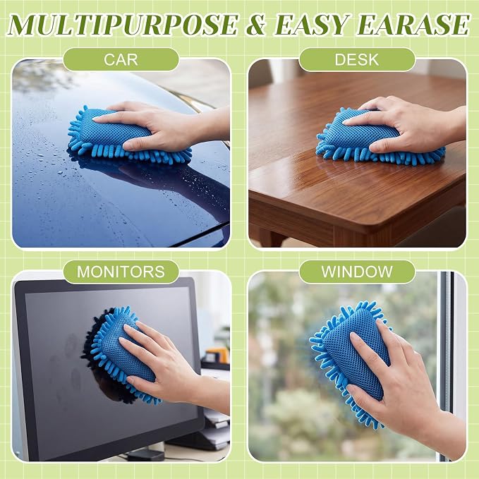 Zonon 8 Pieces Dry Erase Eraser Microfiber Shag Washable Whiteboard Eraser - Image 7