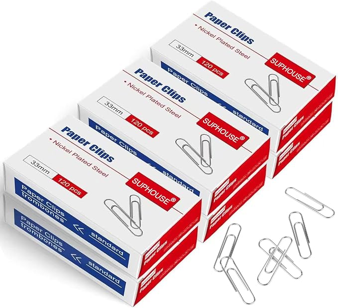 Paper Clips Medium Size Paperclips #1 Nonskid, 1-2/7 Inch Paper Clips by SUPHOUSE