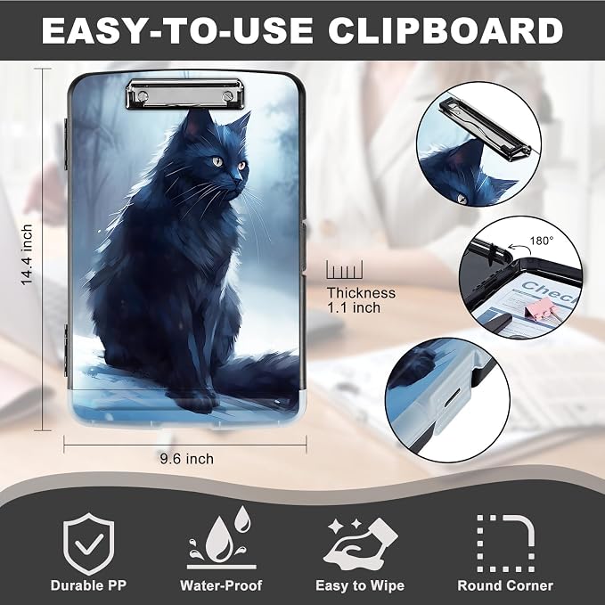 Clipboard with Storage, Heavy Duty Plastic Storage Clipboard with Low Profile - Image 2