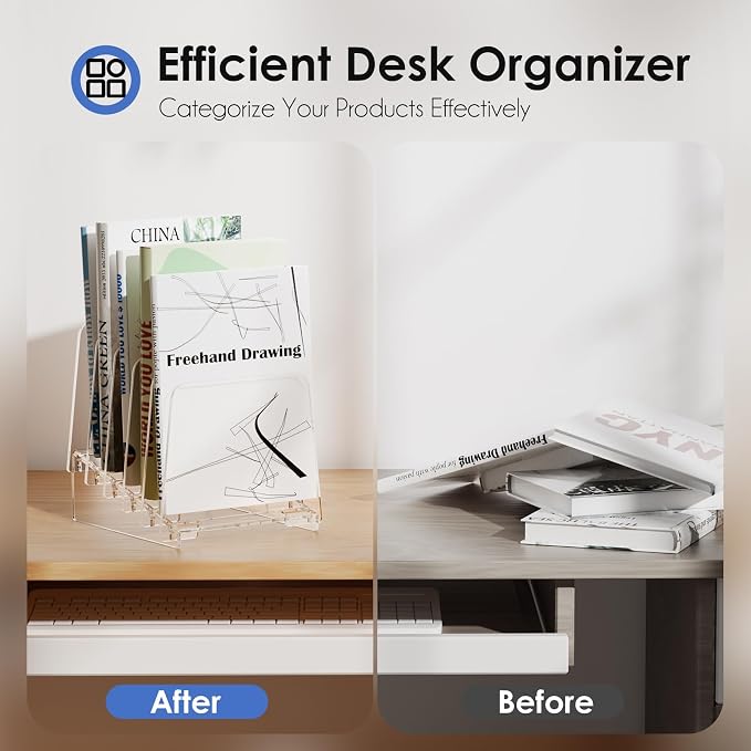 MaxGear Desk File Organizer, 5-Section Vertical Acrylic Filing Folders Holder - Image 5