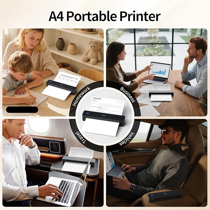 iDPRT Portable Printer Wireless for Travel, Inkless Bluetooth Thermal Printers for Home,Office,Vehicles203DPI,Supports 8.5" x 11" US Letter&A4 A5 Size,Compatible with Android and iOS Phones&PC-DeskLoop Office
