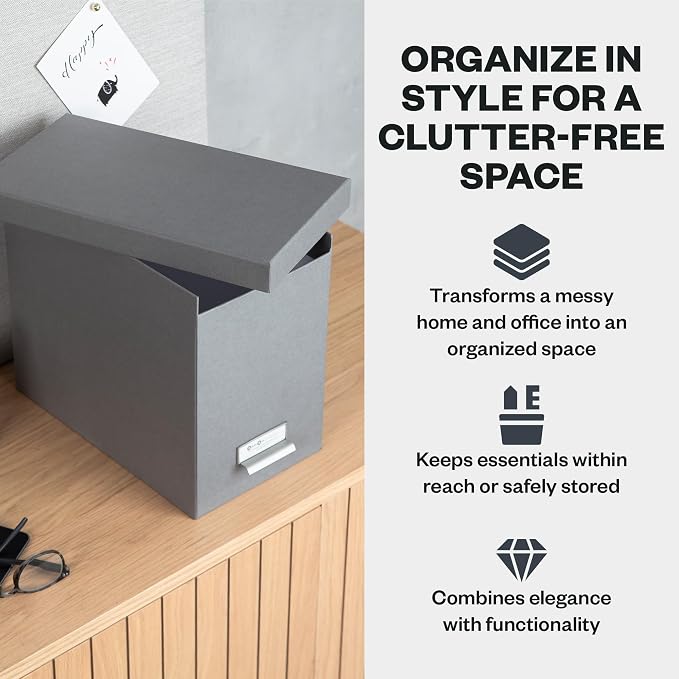 Bigso John Fiberboard Label Frame Desktop File Storage Box - Image 3