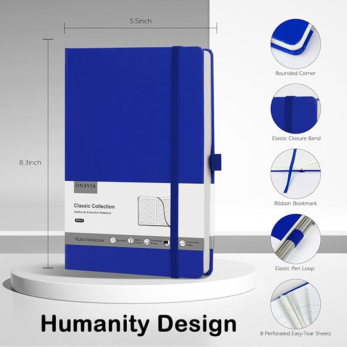 4 Pack Lined Journal Notebooks for Work, Travel, College, A5 Size 100 GSM Thick Paper, Classic Ruled, Hardcover Notepad for Writing 160 Pages, 5.5 x 8.3 inch - 4 Deep Multicolors-DeskLoop Office