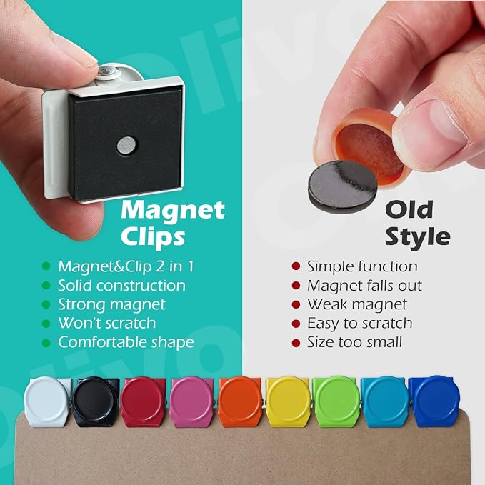 9 Pack Magnetic Clips for Classroom Whiteboard Refrigerator Fridge, 9 Colors - Image 6