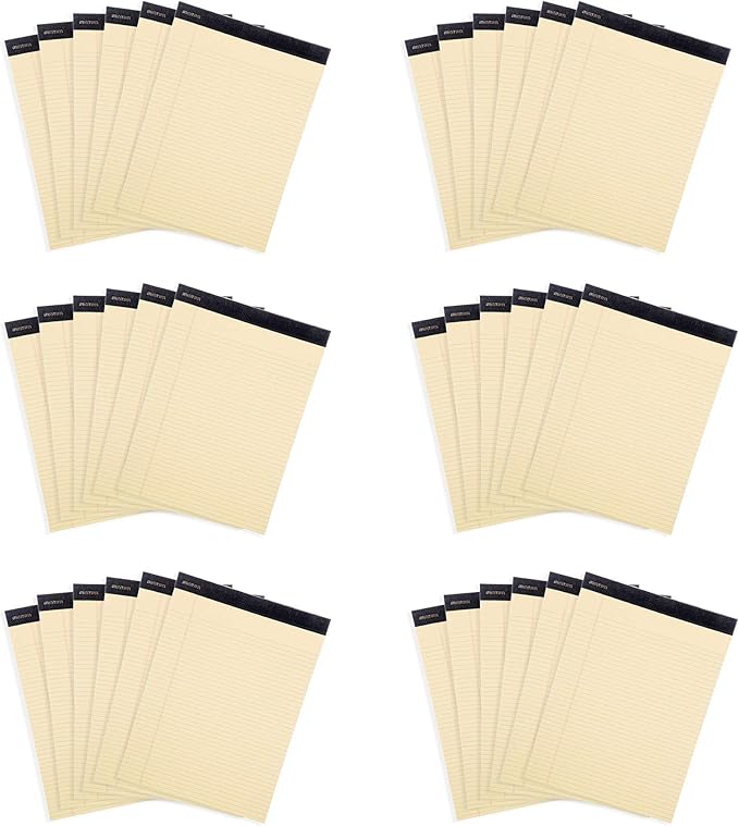 Mintra Office Legal Pads, ((xPremium, 8.5in x 11in, Narrow (Canary), 36pk (6-6pks)), Narrow Ruled, 50 Sheets per Notepad, Micro perforated Writing Pad, Notebook Paper for School, College, Office, Work-DeskLoop Office