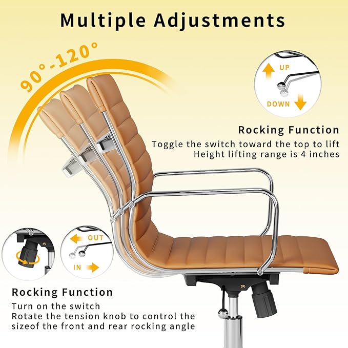 Chair, Desk Computer Chair ，with Armrests ，Ergonomic Office Chair for Home and Office, 17.32 x 22.83 x 35.43 inches, Multiple Colors (Terracotta)-DeskLoop Office